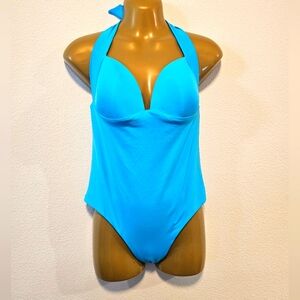 Size 10 Jets brand vibrant Turquoise Halter Swimsuit